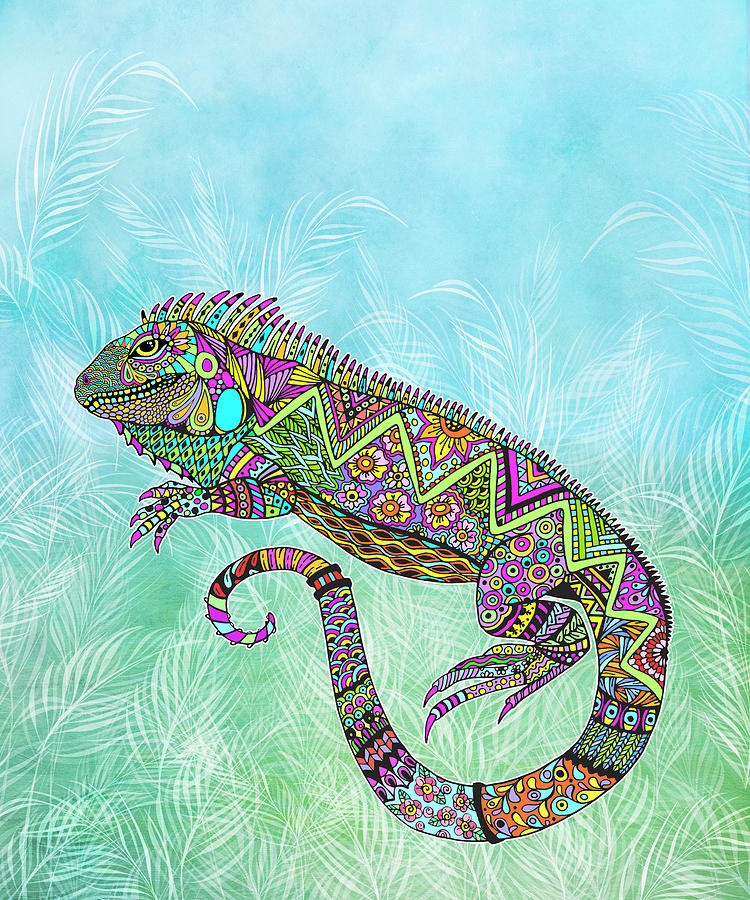 Electric Iguana Drawing by Tammy Wetzel