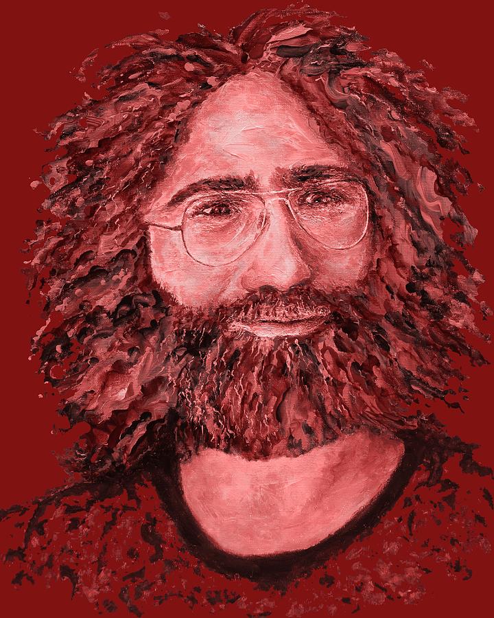 Grateful Dead Digital Art - Electric Jerry Crimson - T-Shirts-Etc by Julie Turner