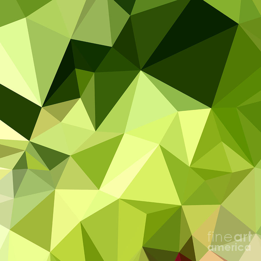 Electric Lime Green Abstract Low Polygon Background Digital Art By