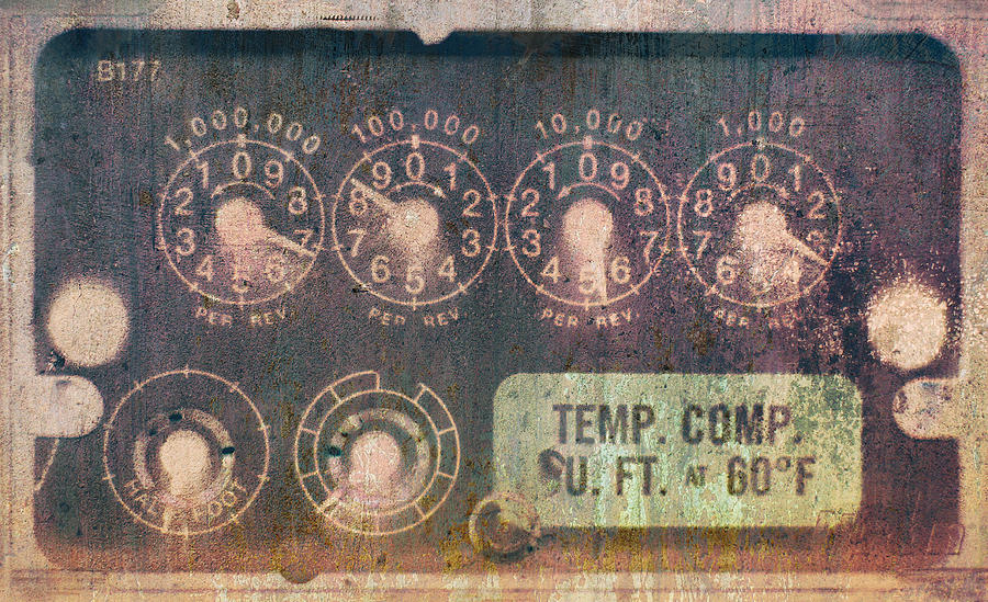 Electric Meter Macro Industrial Art Photograph by Suzanne Powers