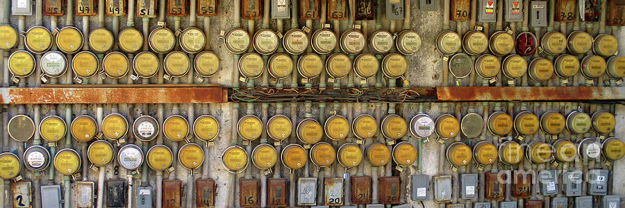 Electric Meters In Mexico Photograph by Randall Weidner