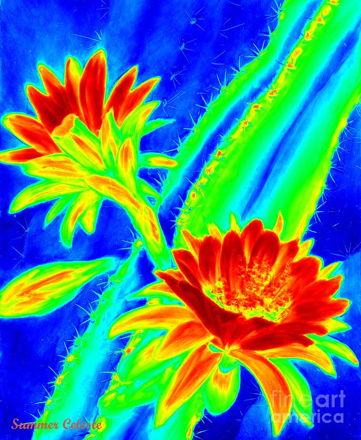 Electric Night Bloomer  Painting by Summer Celeste