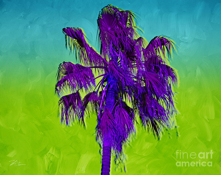 Electric Palm Trees I Mixed Media by Shari Warren