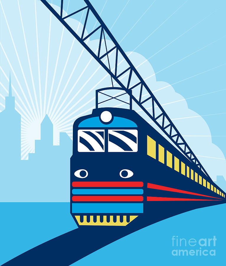 Transportation Digital Art - Electric passenger train by Aloysius Patrimonio