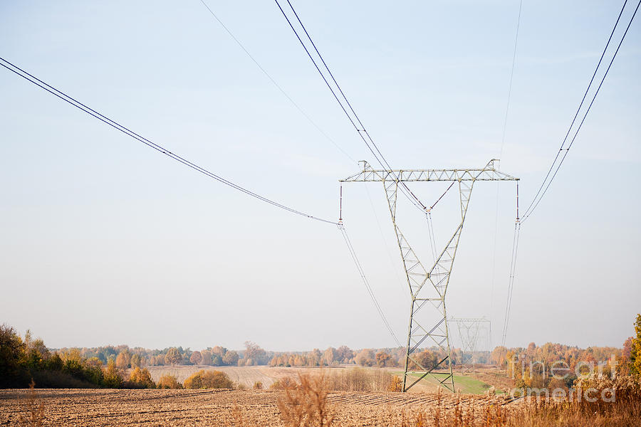Electric power transmission or power grid pylon  Photograph by Arletta Cwalina