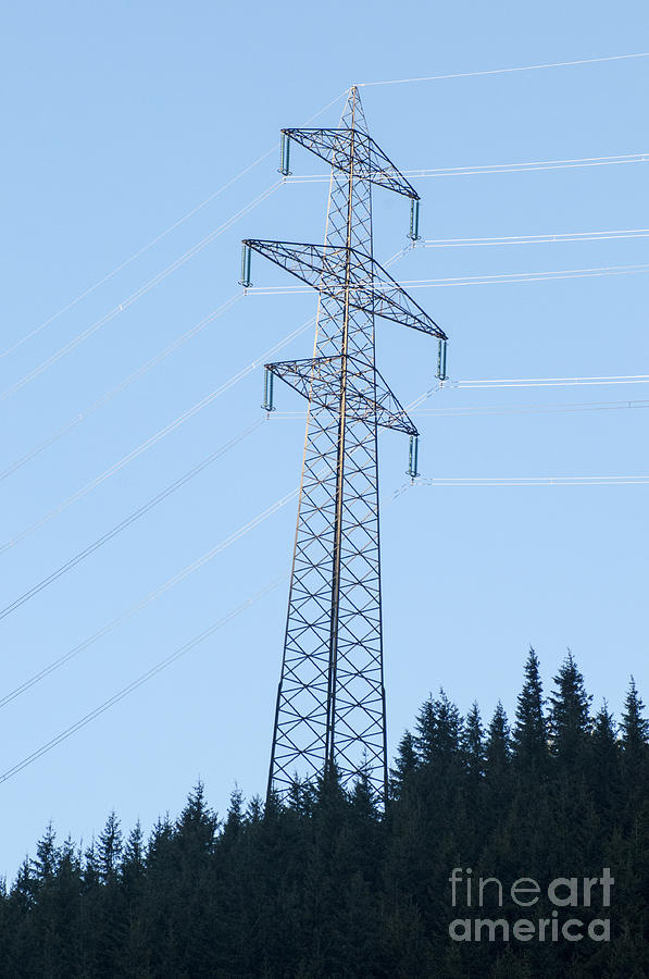 Electric Photograph - Electric pylon on blue sky by Ilan Rosen