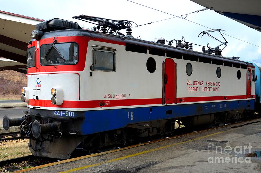 Railways Photograph - Electric rail locomotive of Bosnian Railways Sarajevo Station Bosnia Hercegovina by Imran Ahmed