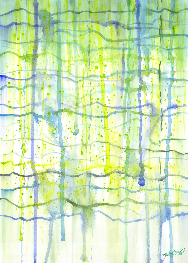 Electric Rain Watercolor Painting by Kristen Fox