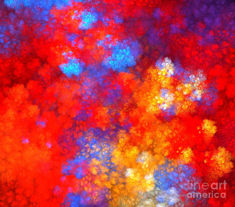 Abstract Digital Art - Electric Red Clouds by Kim Sy Ok
