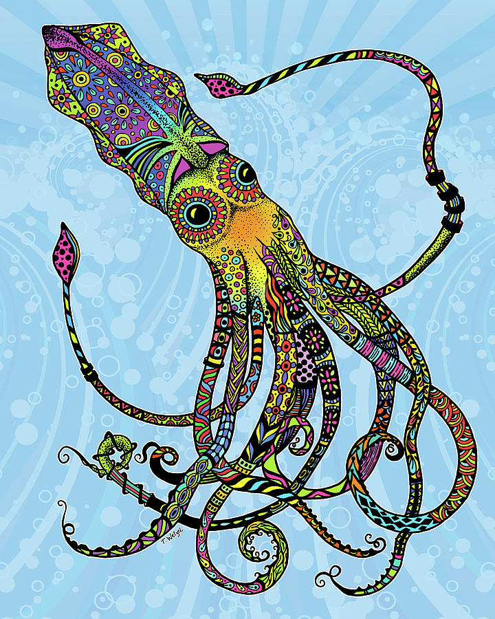 Electric Squid Drawing by Tammy Wetzel