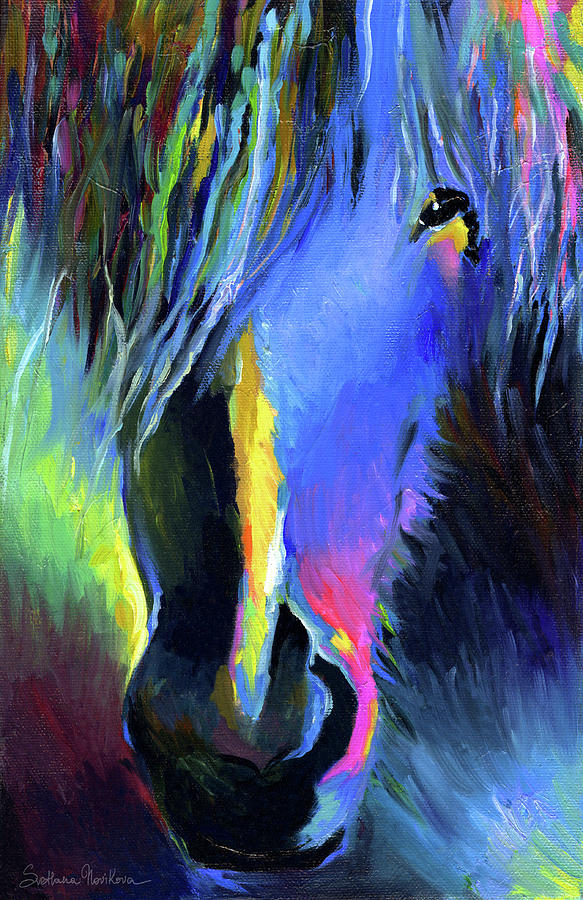 Animal Painting - electric Stallion horse painting by Svetlana Novikova