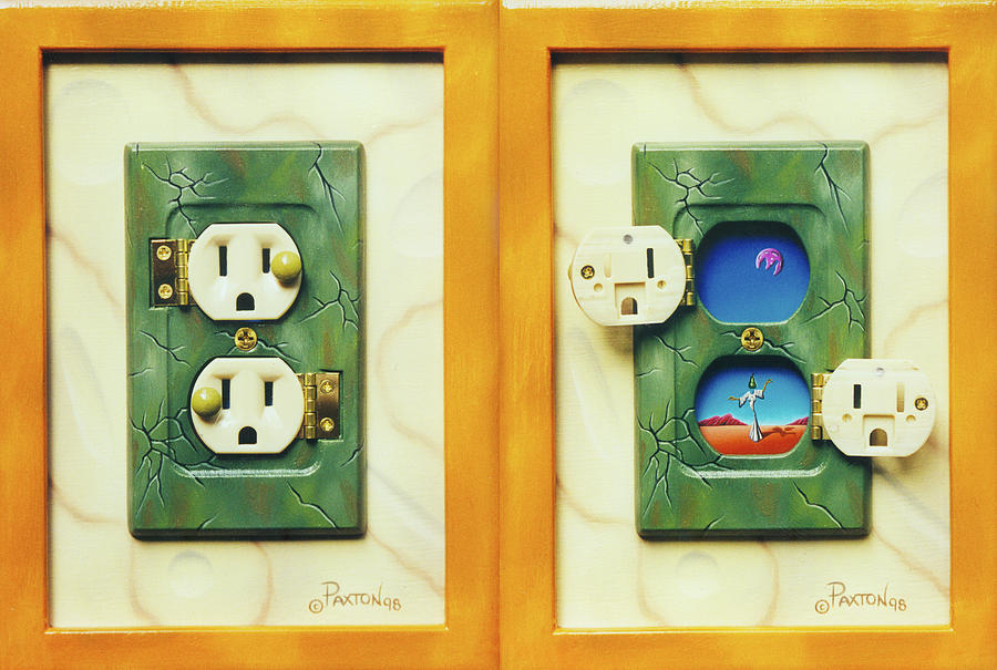 Electric View miniature shown closed and open Painting by Paxton Mobley