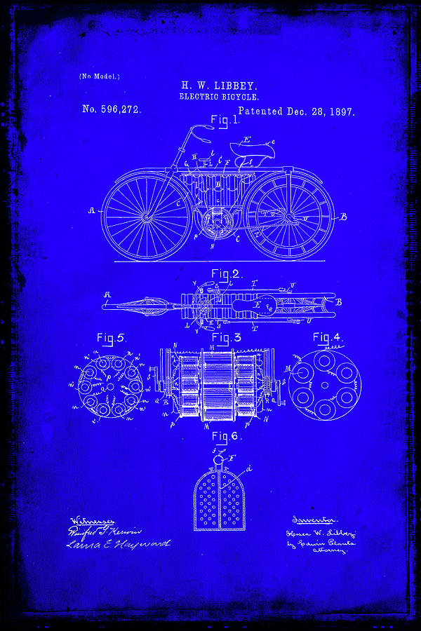Electrical Bicycle Patent Drawing 3b Mixed Media by Brian Reaves