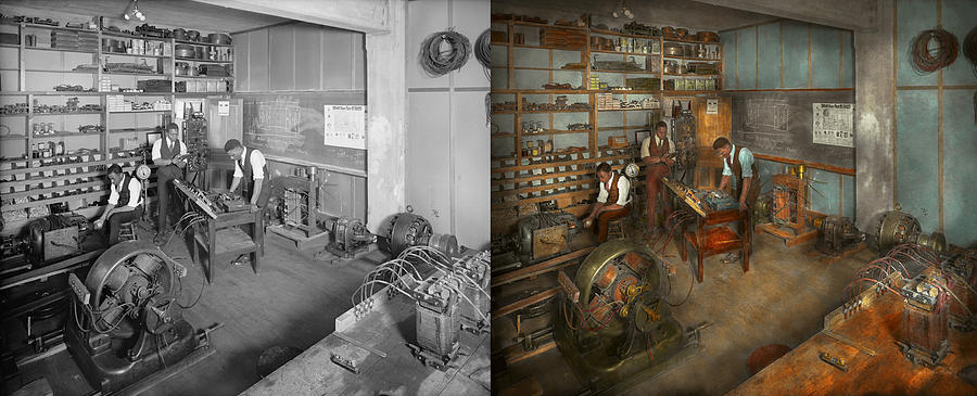 Electrician - The Electrical Engineering course - 1915 - Side by side Photograph by Mike Savad