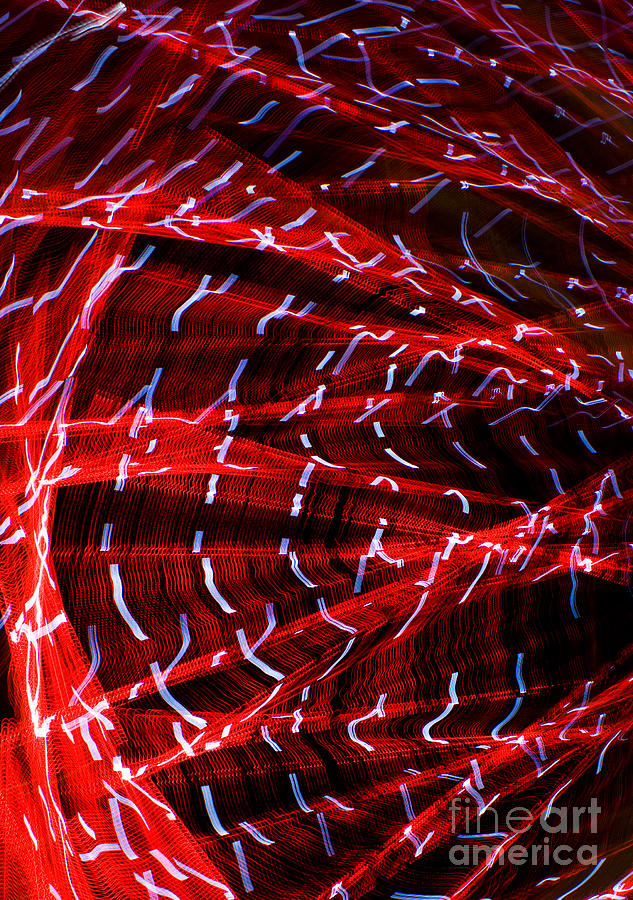 Electron Cloud -Red and white light in motion abstract Photograph by Anthony Totah