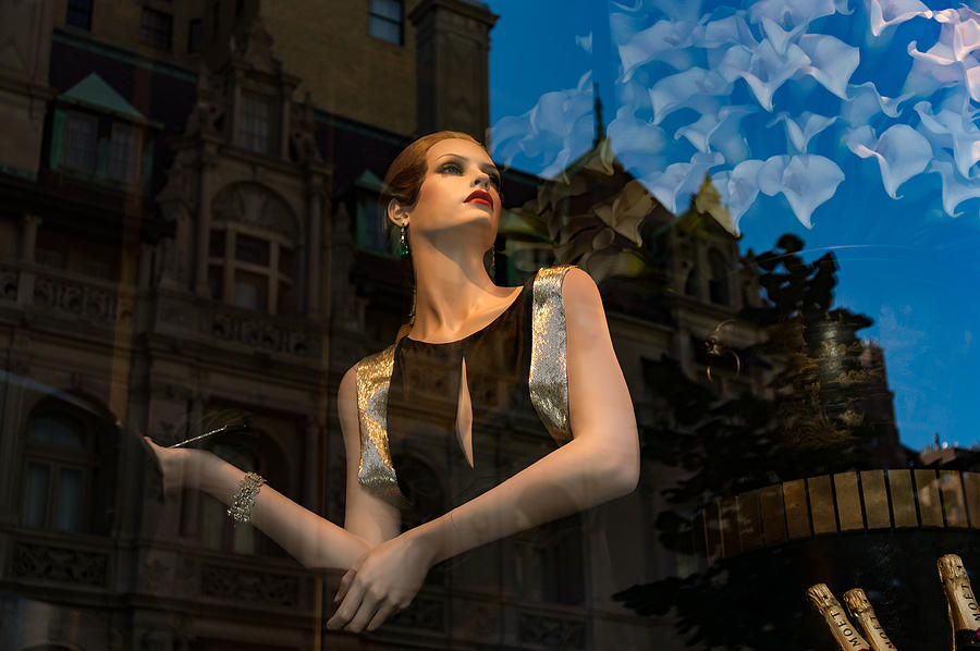 Elegance Glamour and Chic - High Fashion Shop Window Reflections Photograph by Georgia Mizuleva