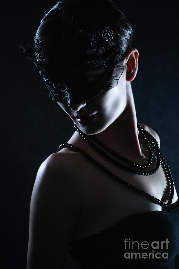 Elegant Beautiful Girl in black mask Masquerade Photograph by Dimitar Hristov