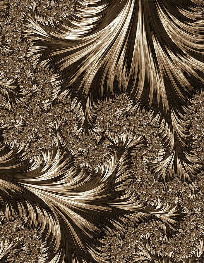 Gold Abstract Digital Art - Elegant Brass Filigree Abstract by Georgiana Romanovna