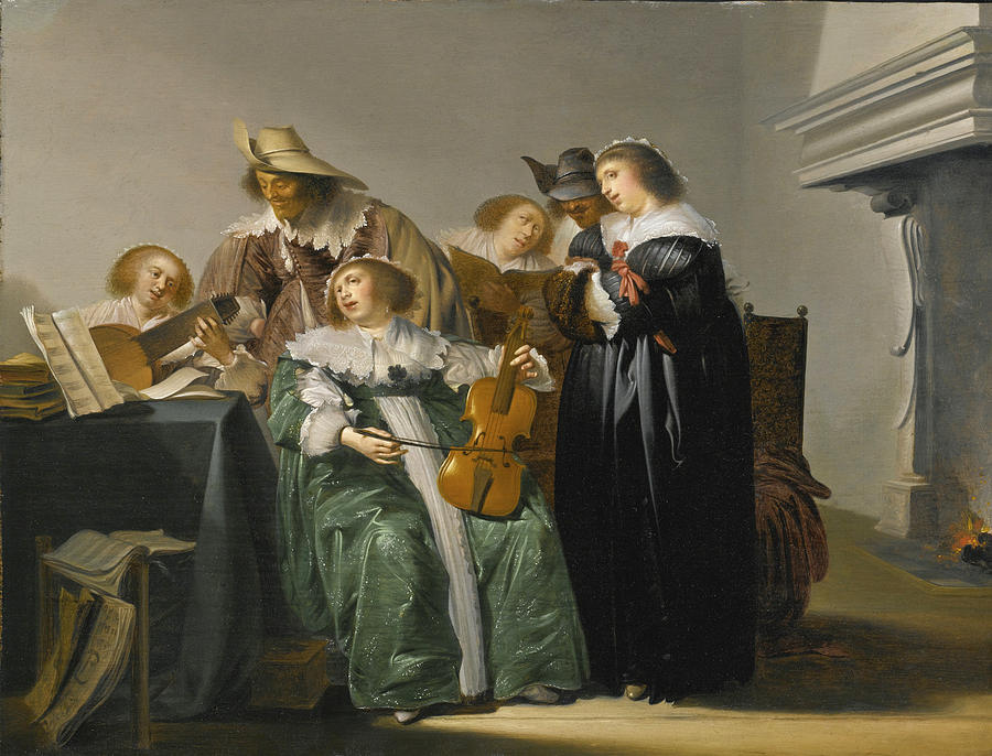 Elegant Company making Music Painting by Pieter Codde