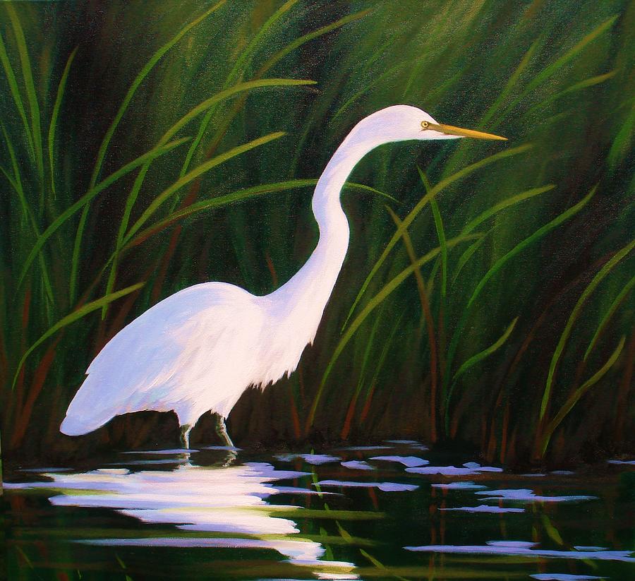 Elegant Egret Painting by Sarah Grangier