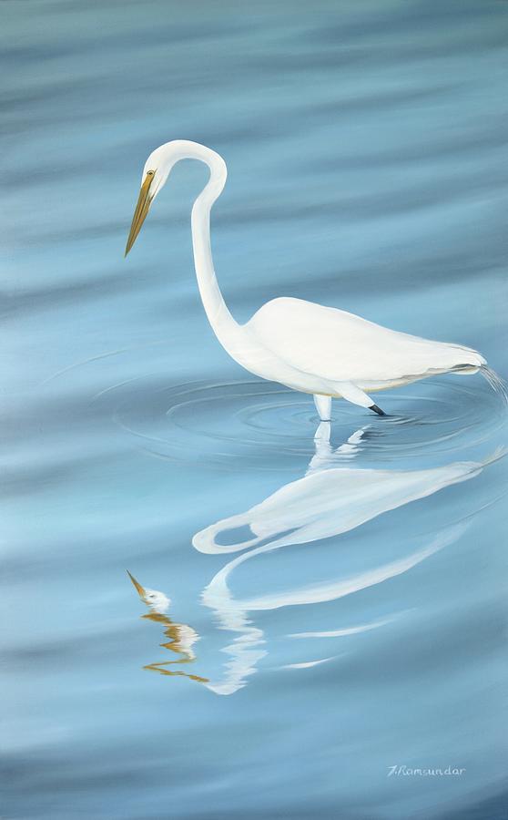 Elegant Egret Painting by Torrence Ramsundar