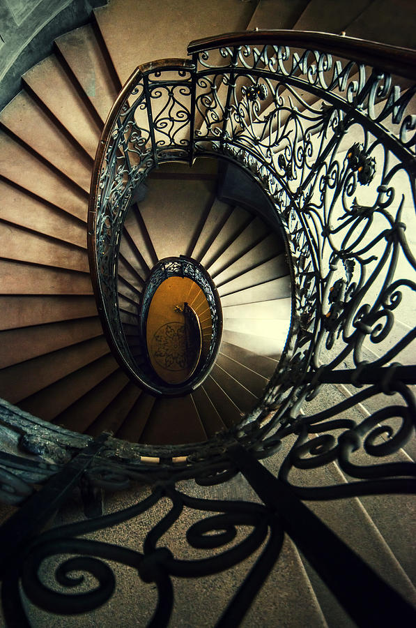 Elegant metal spiral staircase Photograph by Jaroslaw Blaminsky