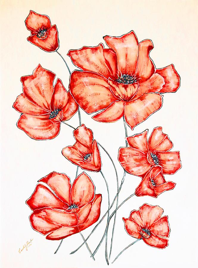 Elegant Poppies Painting by Carole Sluski - Pixels