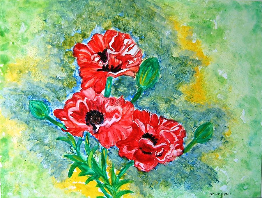 Elegant Poppies Painting by Manjiri Kanvinde