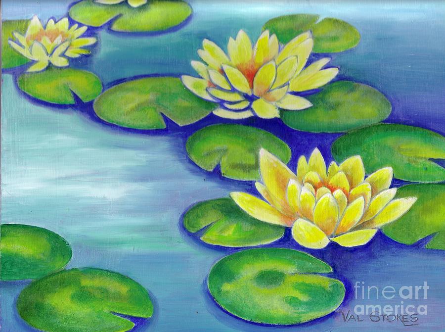 Elegant Waterlillies Painting By Val Stokes - Fine Art America