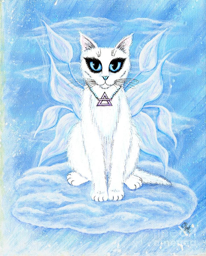 Fairy Painting - Elemental Air Fairy Cat by Carrie Hawks