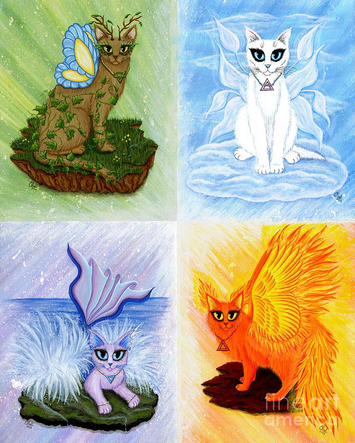 Elemental Cats Painting by Carrie Hawks