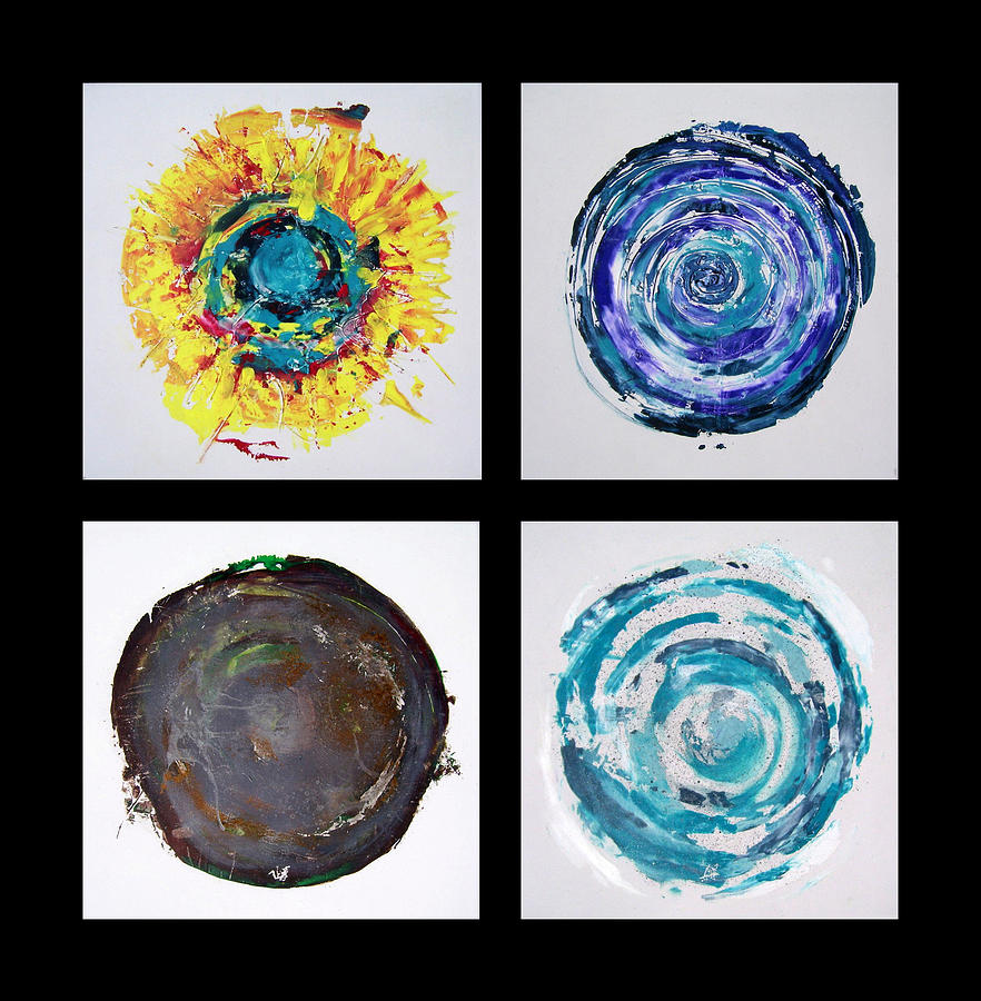 Mandalas Painting - Elements of Life Tetraptych by Rev Christopher Scott DD