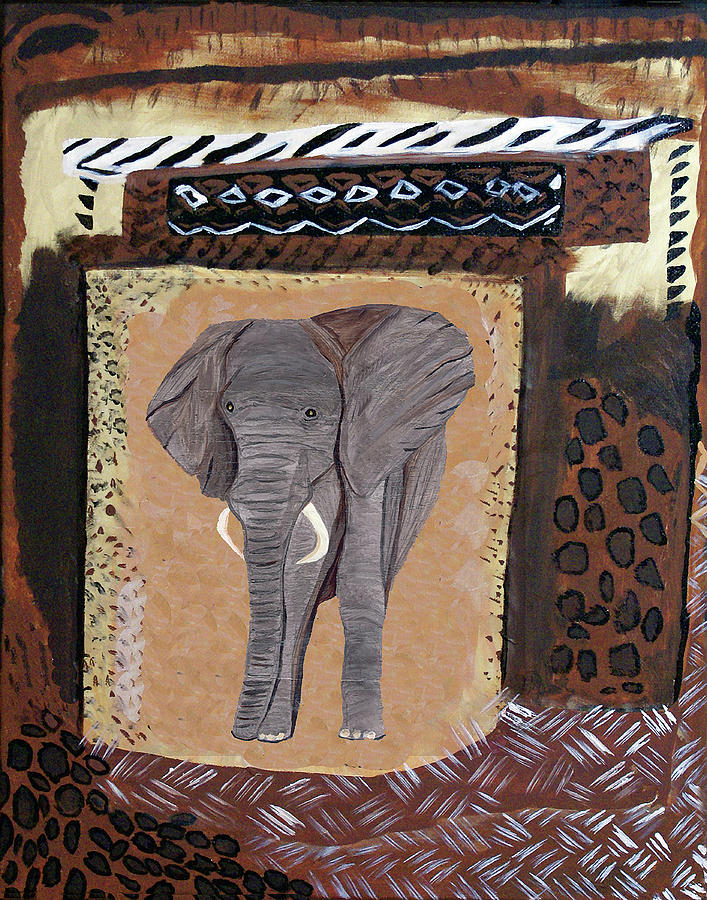 Elephant Abstract Mixed Media by Judy Huck