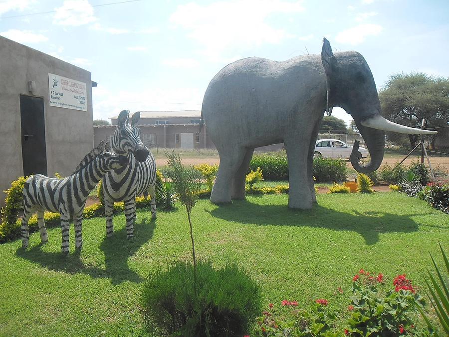 Animal Sculpture - Elephant and Zebras Sculptures by Anthony T Mmelesane