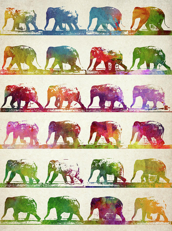 Abstract Digital Art - Elephant Animal locomotion  by Aged Pixel
