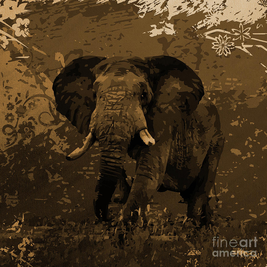 Elephant art 932 Painting by Gull G