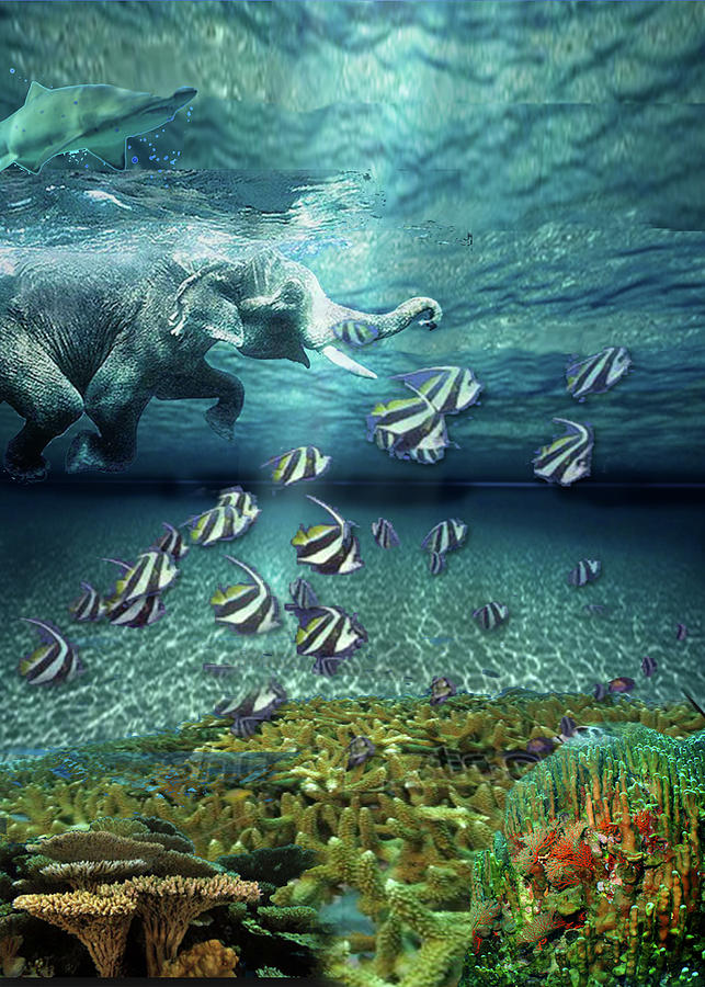 Elephant At Sea Digital Art by Michael Pittas