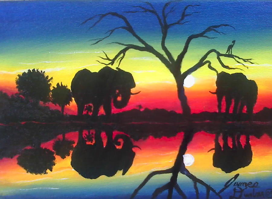 Elephant At the Water Hole Painting by James Dunbar