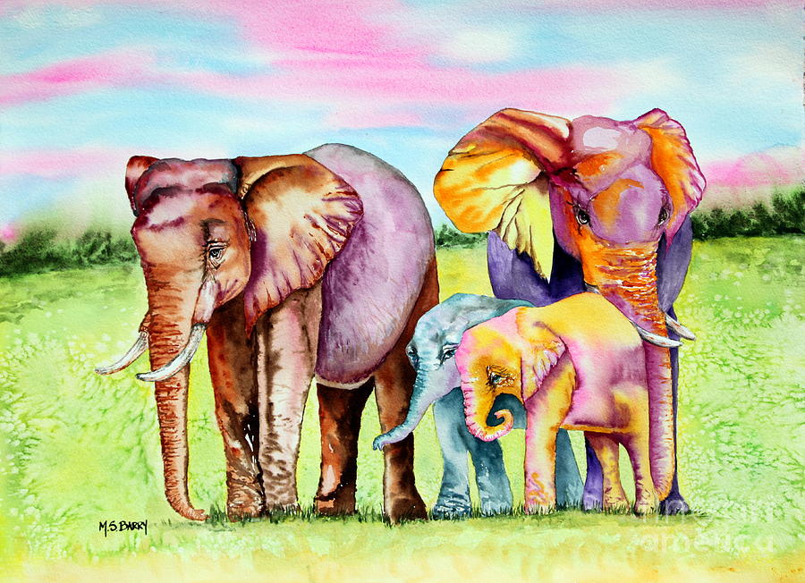 Elephant Aura Painting by Maria Barry