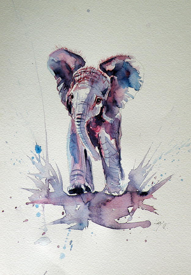 Elephant baby Painting by Kovacs Anna Brigitta