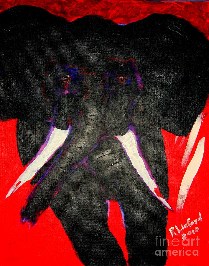 Elephant Bull Enraged 1 Painting by Richard W Linford