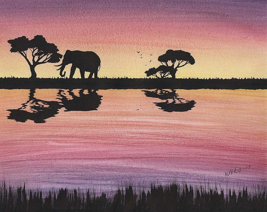 Elephant  Painting by Edwin Alverio
