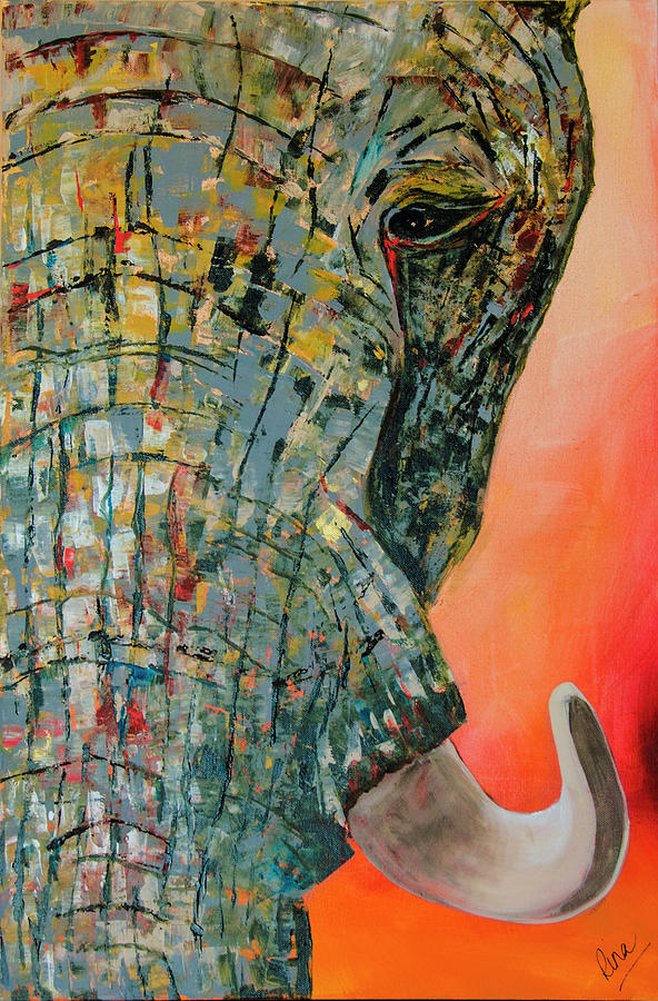 Elephant Face 2 Painting by Rina Bhabra