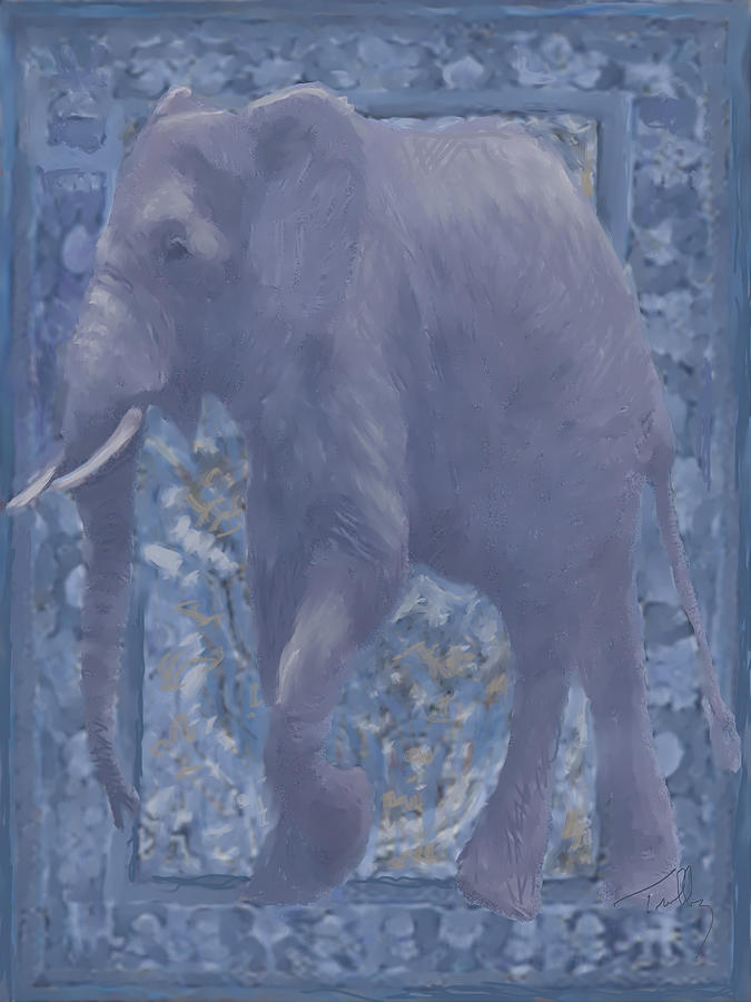 Elephant Facing Left Painting by Thomas Tribby
