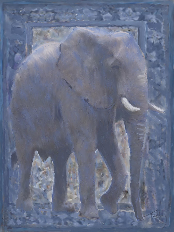 Animal Painting - Elephant facing Right by Thomas Tribby