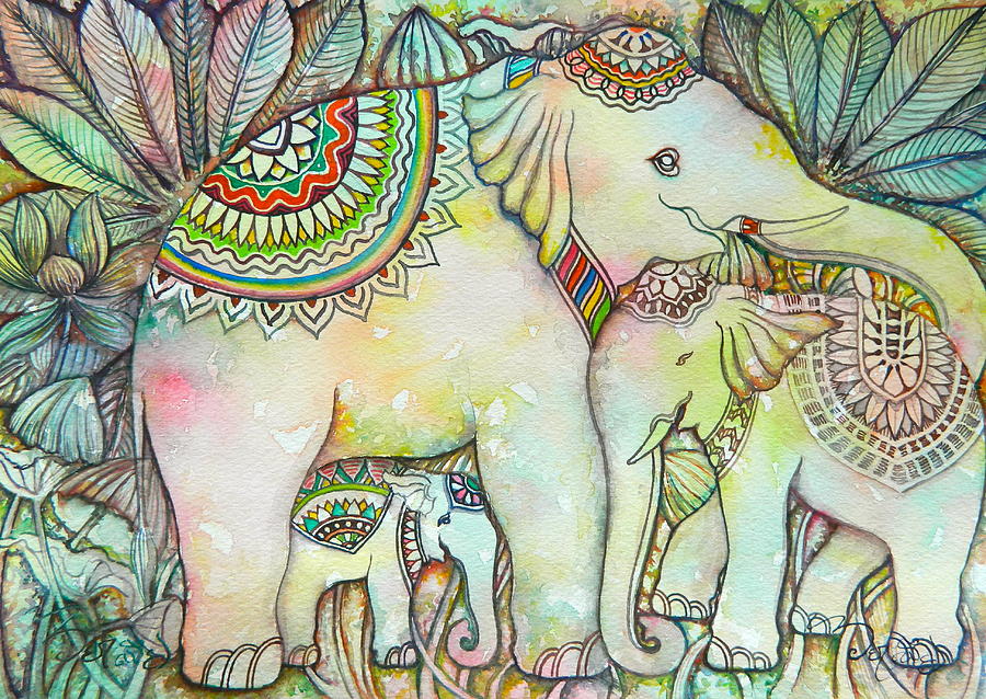 Elephant family Drawing by Hay Chhoem Fine Art America