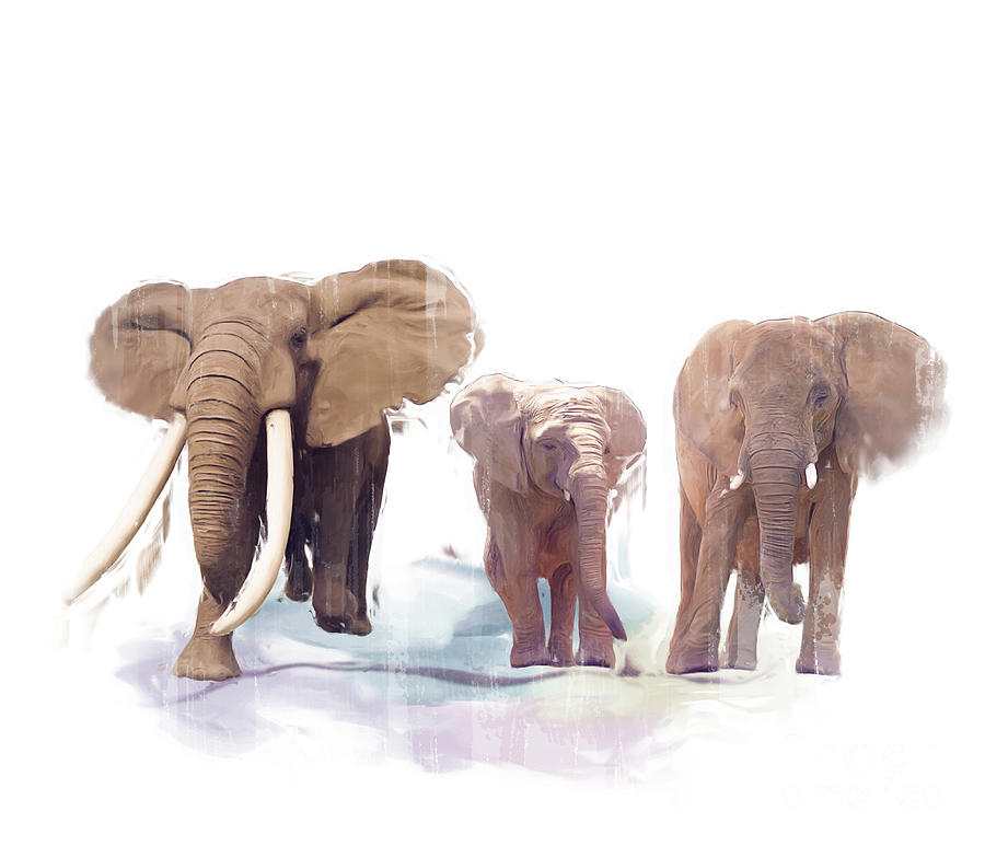 Elephant Family Painting Digital Art By Svetlana Foote Pixels   Elephant Family Painting Svetlana Foote 