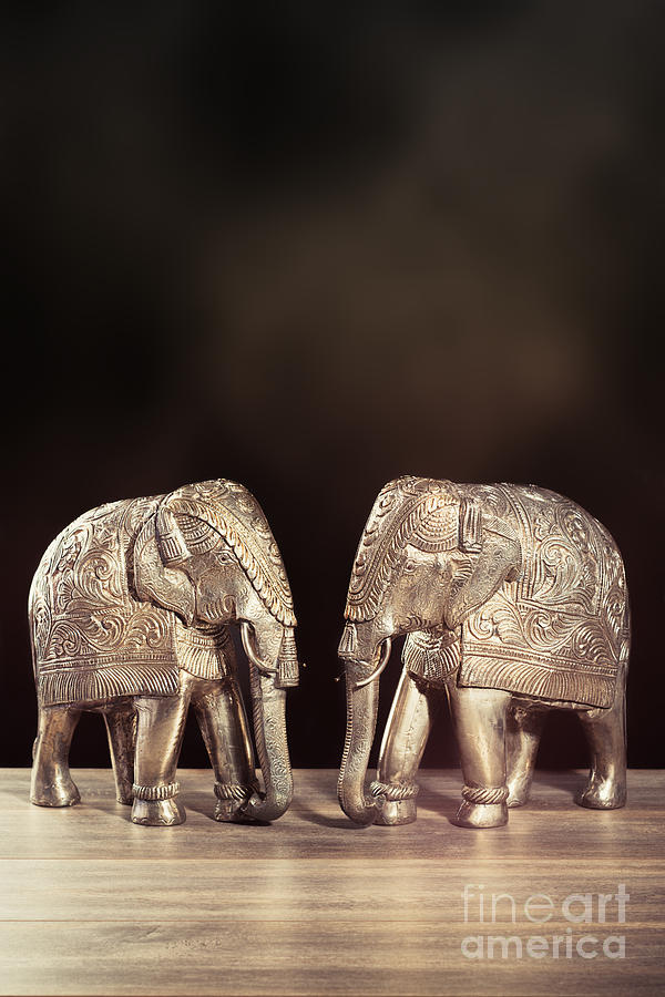 Vintage Photograph - Elephant Figures by Amanda Elwell