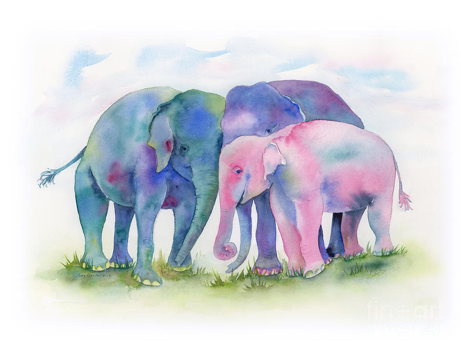 Elephant Painting - Elephant Hug by Amy Kirkpatrick