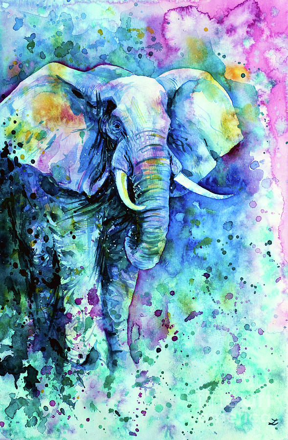 Elephant In A Purple Cloud Painting